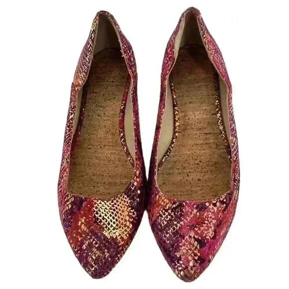 Kenneth Cole Reaction flats size 8 point toe multicolored leather metallic - Picture 1 of 12
